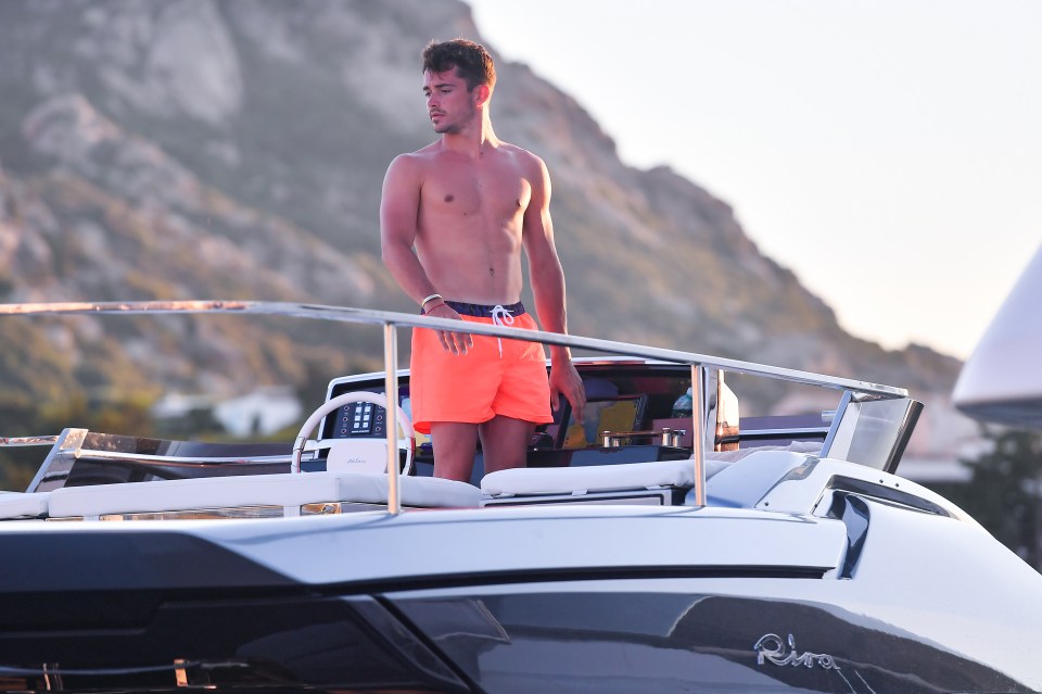Charles Leclerc on a Riva yacht.