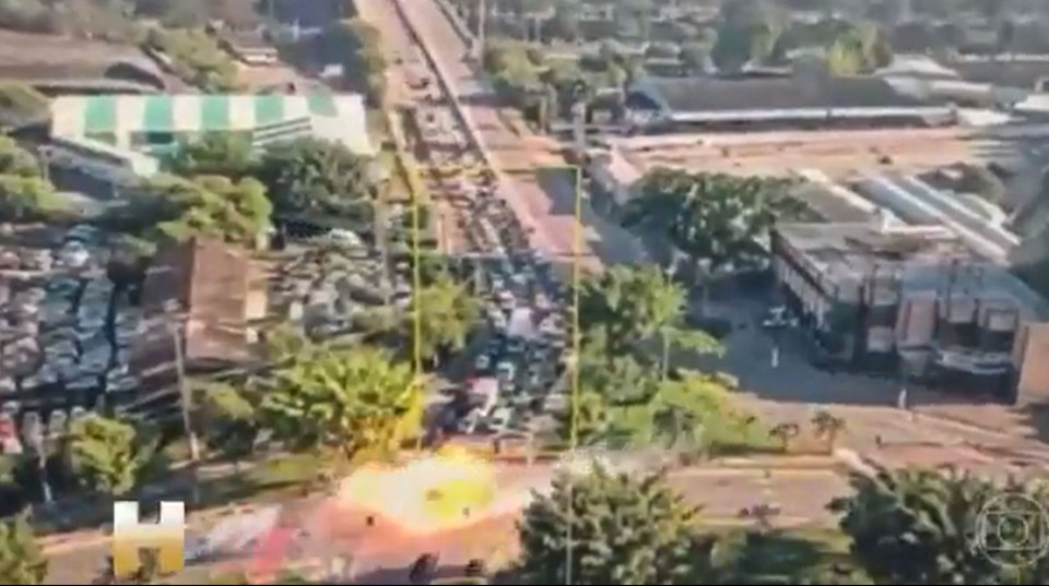 Aerial view of a plane crash site.
