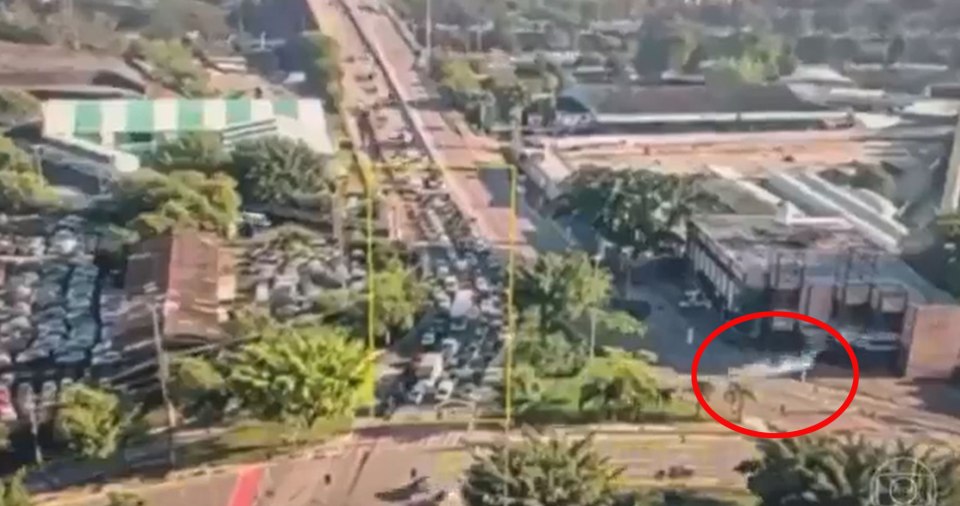 Aerial view of a plane crash site in Sao Paulo.