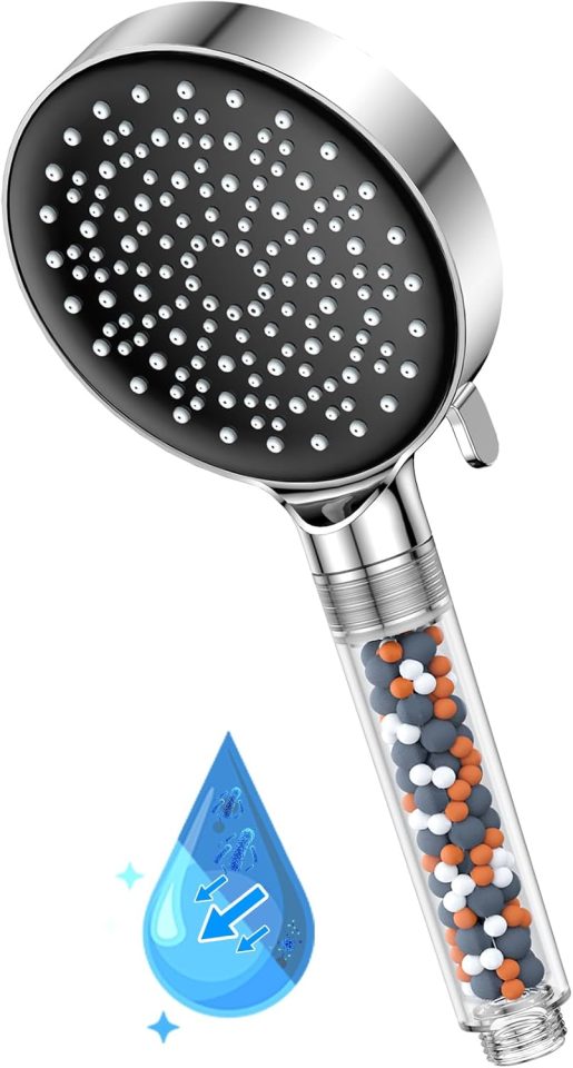 High-pressure shower head with filter.