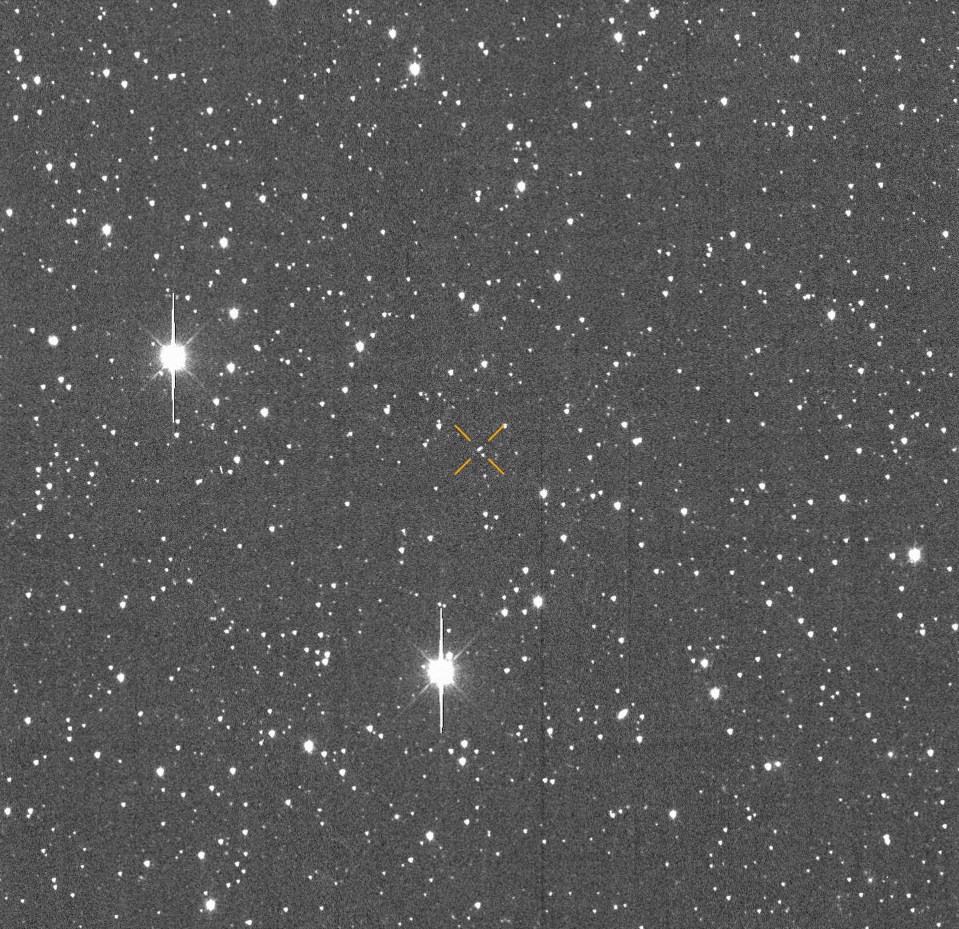 Asteroid 2024 YR4's motion over one hour.