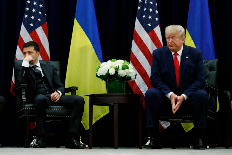 Volodymyr Zelenskyy and Donald Trump seated together.