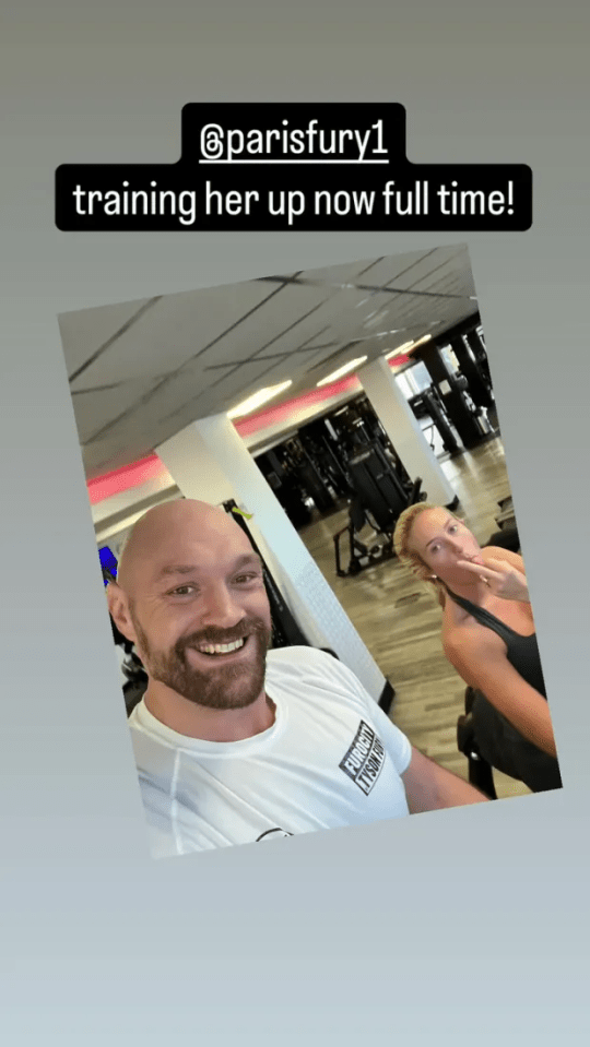 Tyson Fury and Paris Fury in a gym.