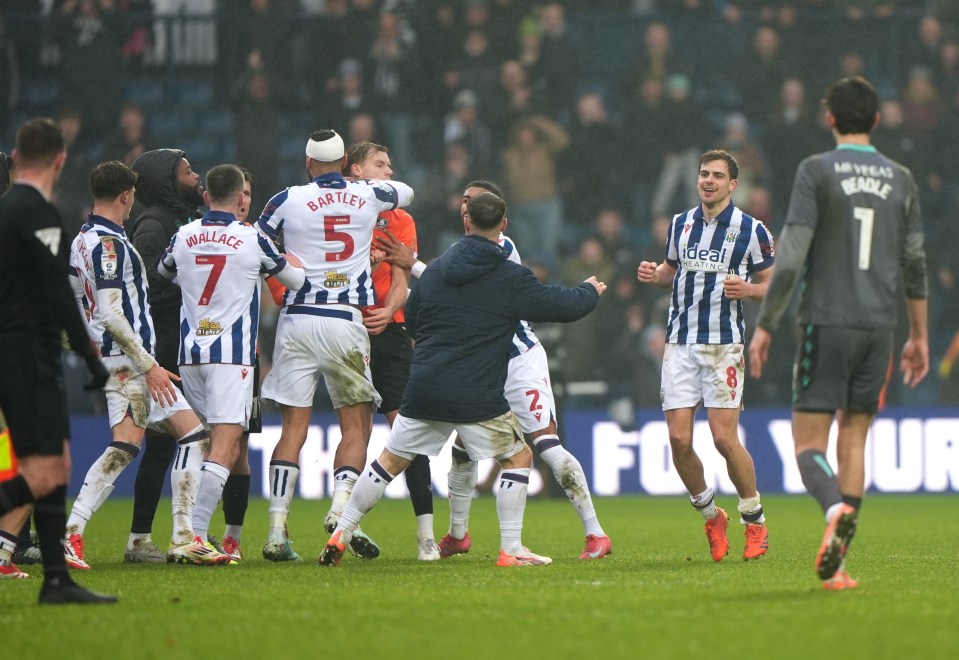 West Bromwich Albion players involved in a post-match altercation.