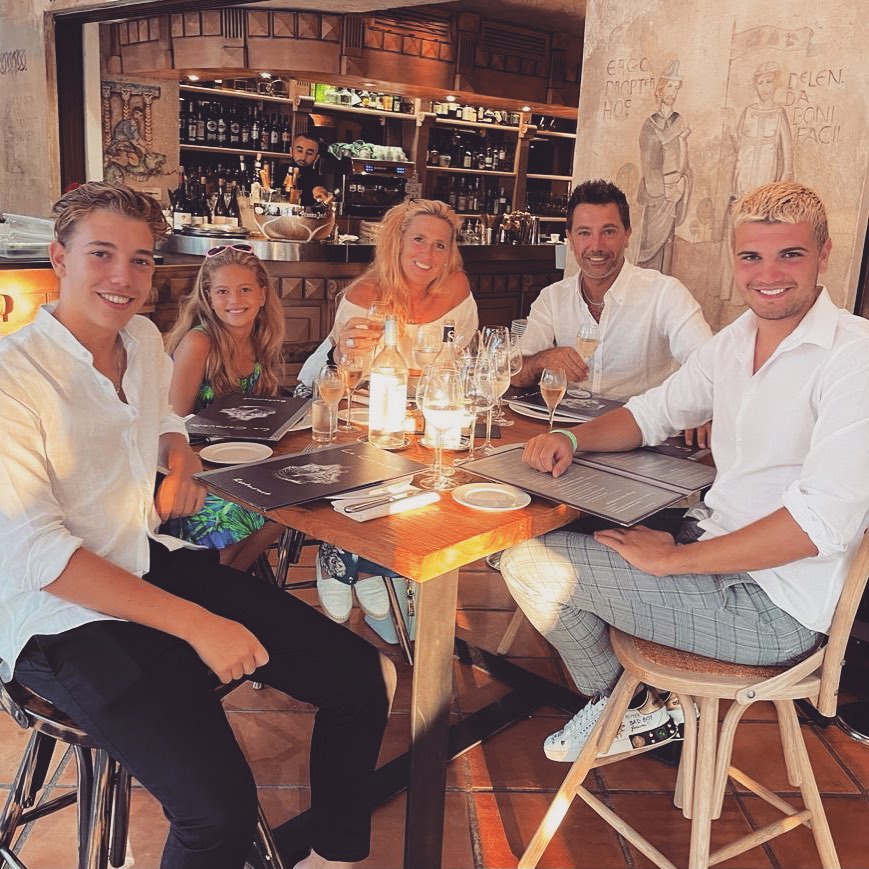 Family dining at a restaurant.