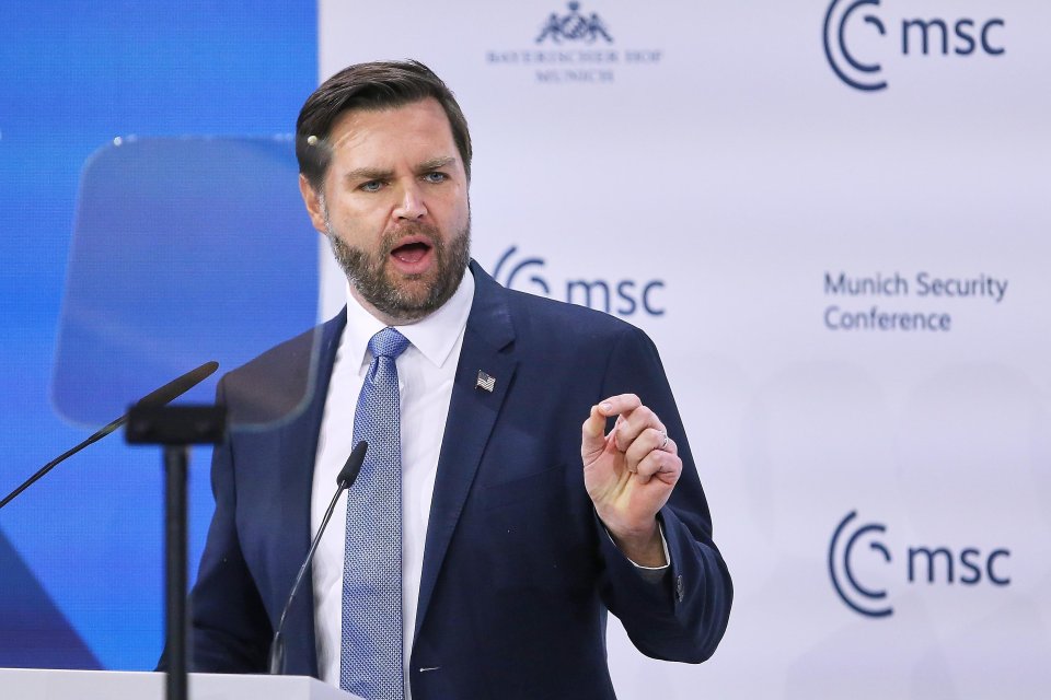 JD Vance speaking at the Munich Security Conference.