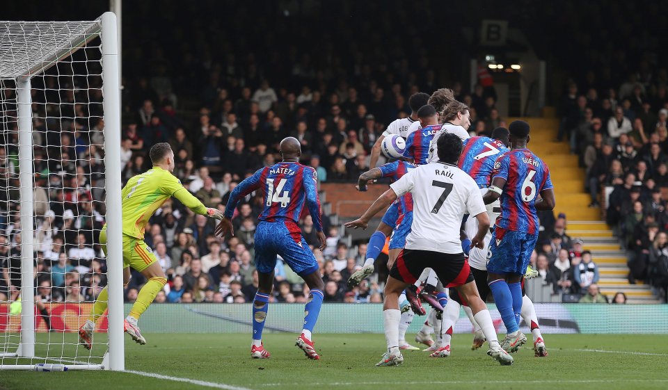 Joachim Andersen scoring an own goal during a Fulham FC and Crystal Palace FC Premier League match.