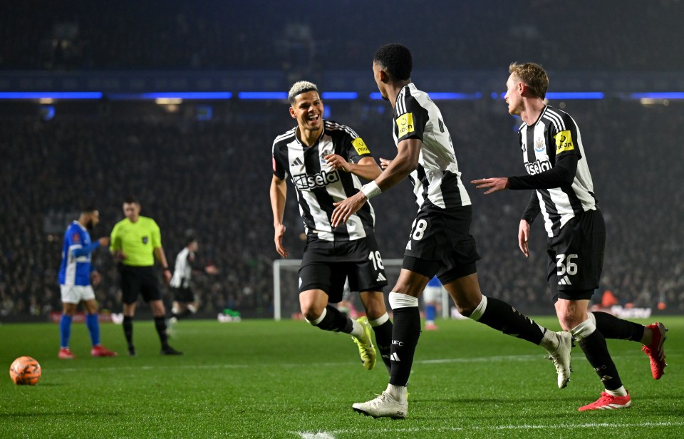 Newcastle United players celebrating a goal.