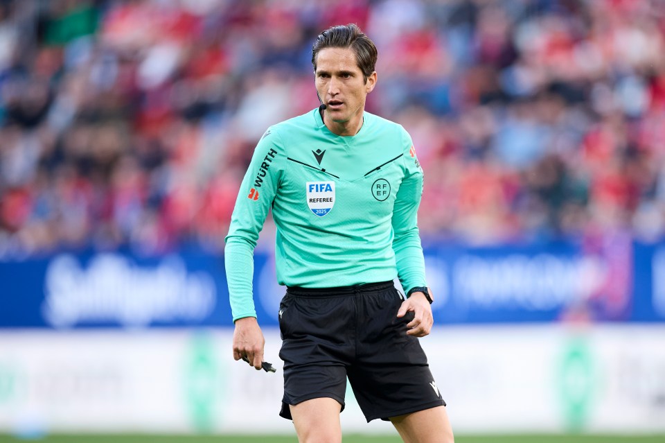 Jose Luis Munuera Montero, a FIFA referee, at a soccer match.