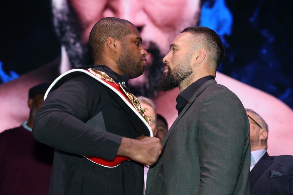 Daniel Dubois and Joseph Parker face off at a press conference.