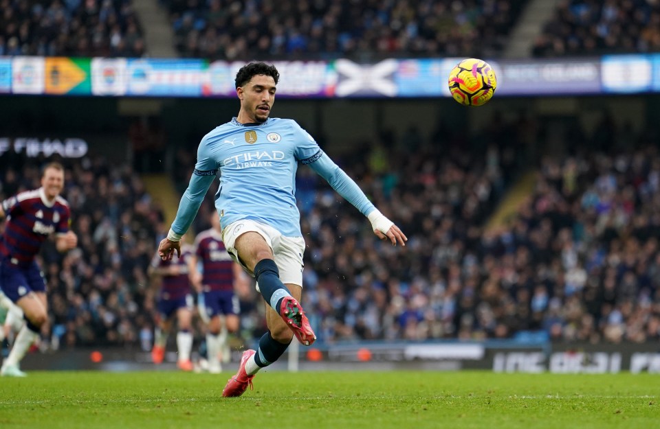Omar Marmoush of Manchester City scoring a goal.