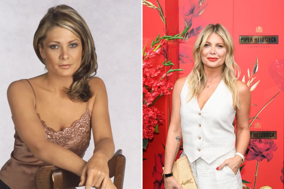 An image collage containing 2 images, Image 1 shows Natalie Bassingthwaighte, Neighbours actress, Image 2 shows Natalie Bassingthwaighte at a Piper Heidsieck event