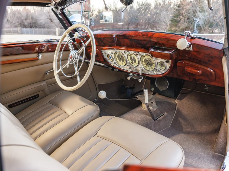 Interior of a restored 1937 Mercedes-Benz 540 K Cabriolet A.