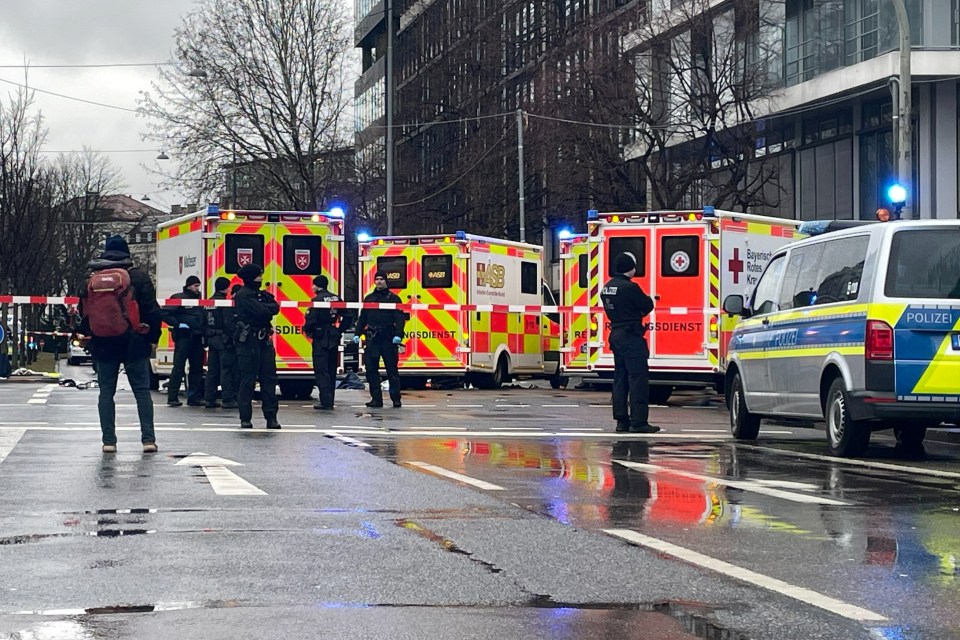 Police and emergency vehicles at the scene of an incident.
