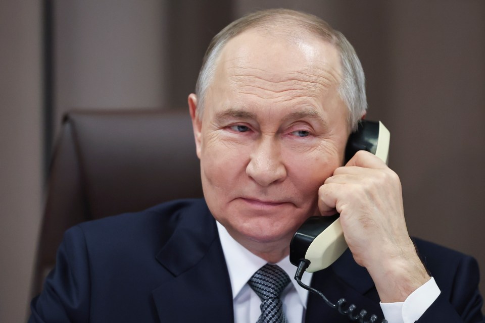 Vladimir Putin on the phone.