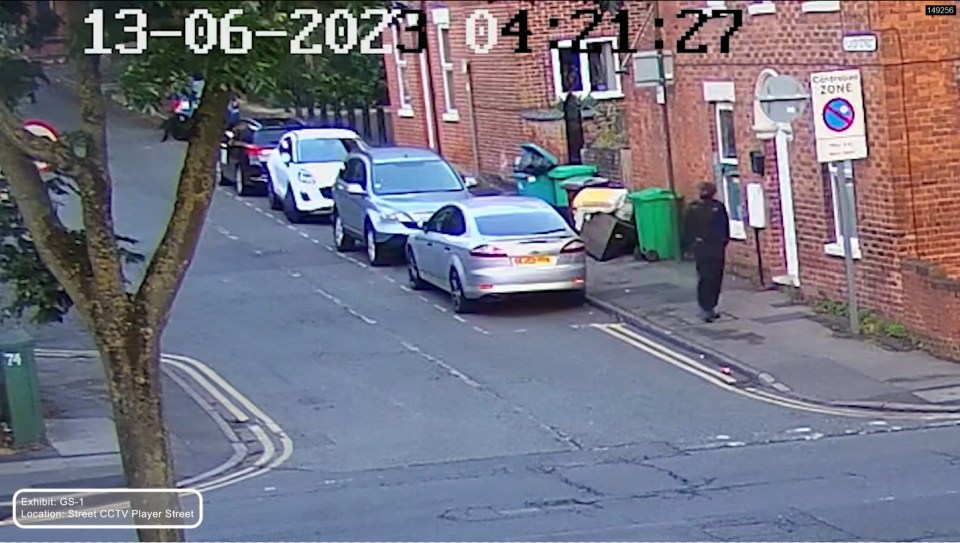 CCTV image of Valdo Calocane walking on Player Street after a stabbing.