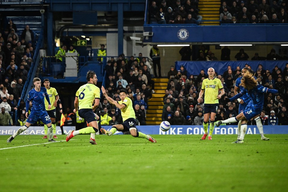 Marc Cucurella scoring a goal for Chelsea.