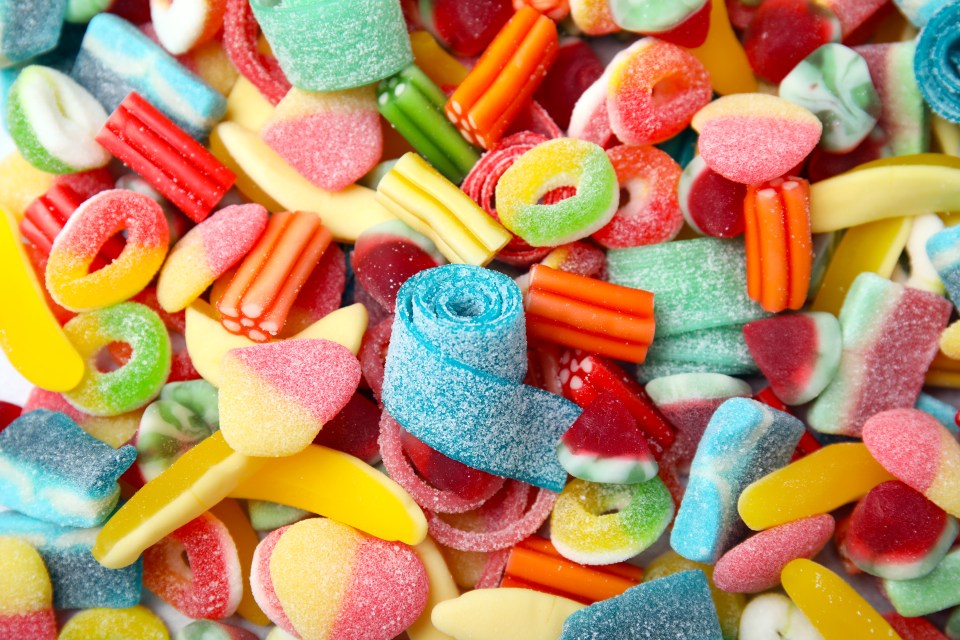 A pile of colorful gummy candies.