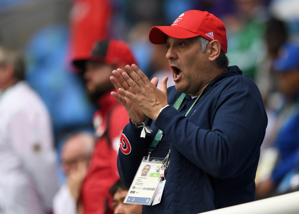 Toni Minichiello, coach of Jessica Ennis-Hill, at the Rio 2016 Olympic Games.