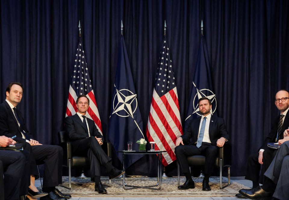 U.S. Vice President JD Vance meeting with NATO Secretary General Mark Rutte.