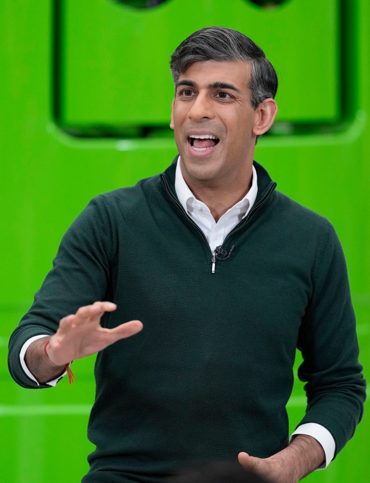 Rishi Sunak speaking at a factory.