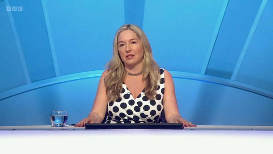 Victoria Coren Mitchell on the set of Only Connect.