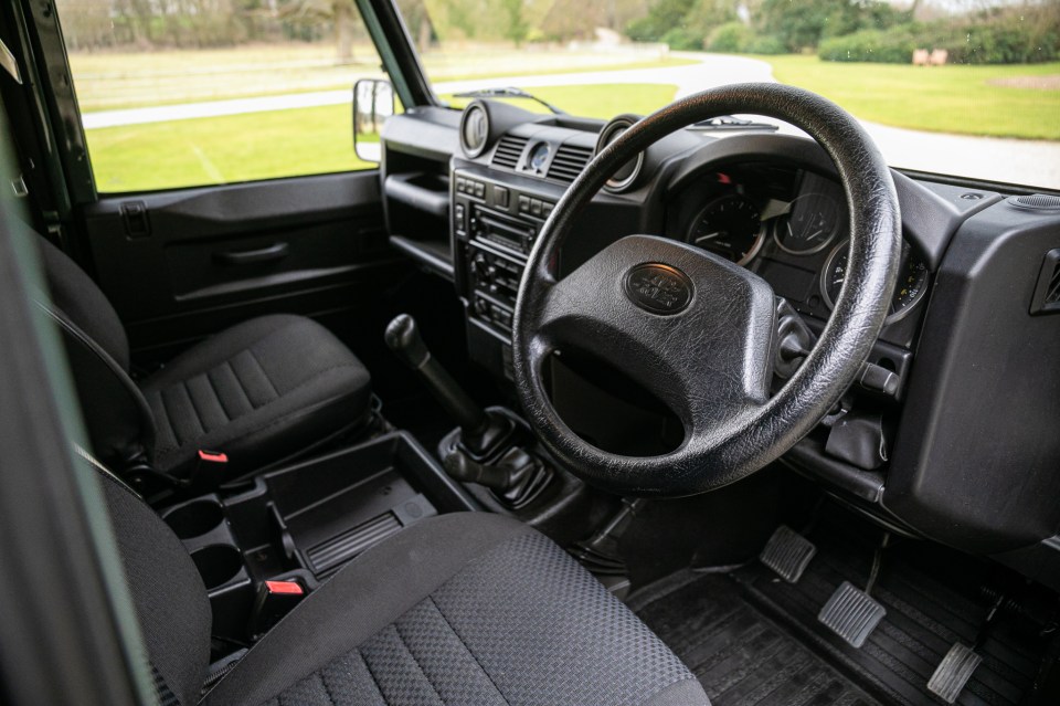 Interior of King Charles' Land Rover Defender 90.