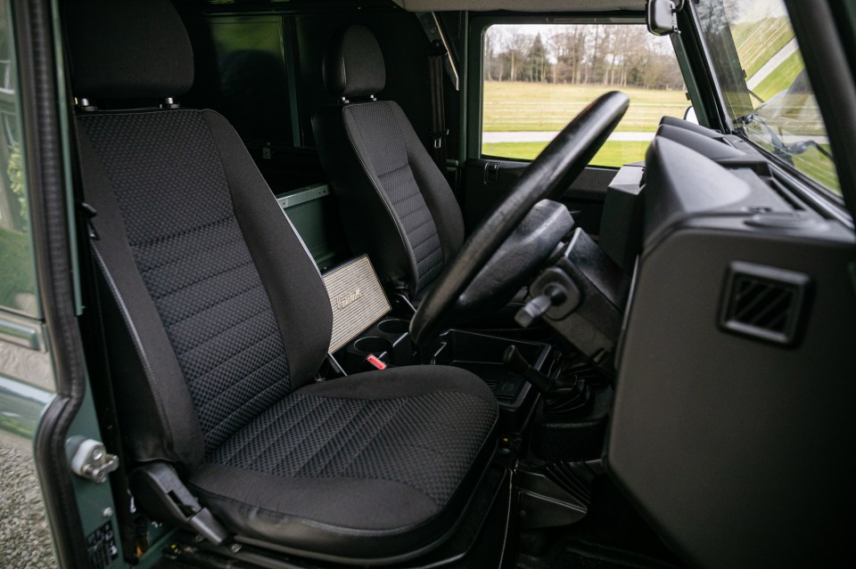 Interior of King Charles' Land Rover Defender 90.