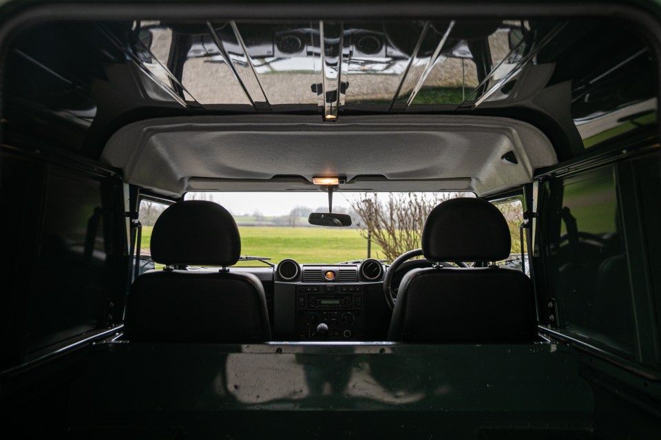 Interior view of King Charles' Land Rover Defender 90.