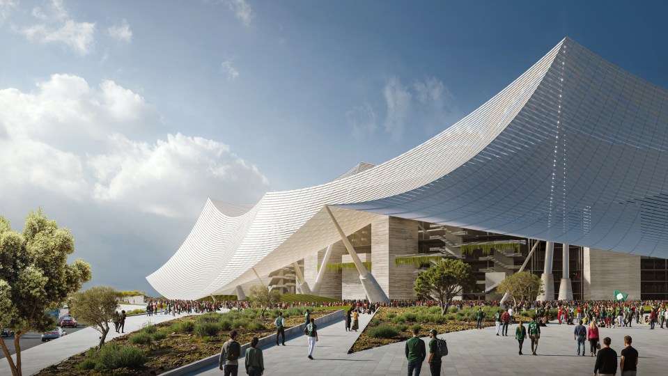 Illustration of the new 115,000-capacity Stade Hassan II in Casablanca, Morocco.