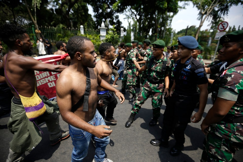 West Papuan students protesting racism and demanding independence in Jakarta.