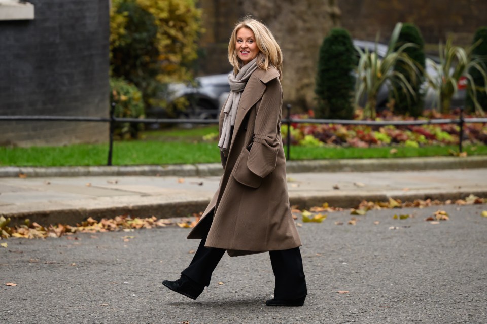Esther McVey walking near Downing Street.
