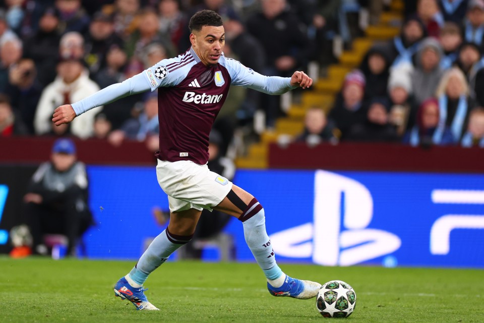 Morgan Rogers of Aston Villa playing soccer.