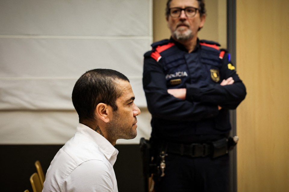 Dani Alves at a court hearing.