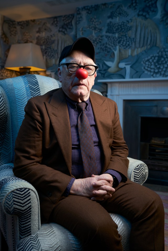 Brian Cox wearing a red nose for Comic Relief.