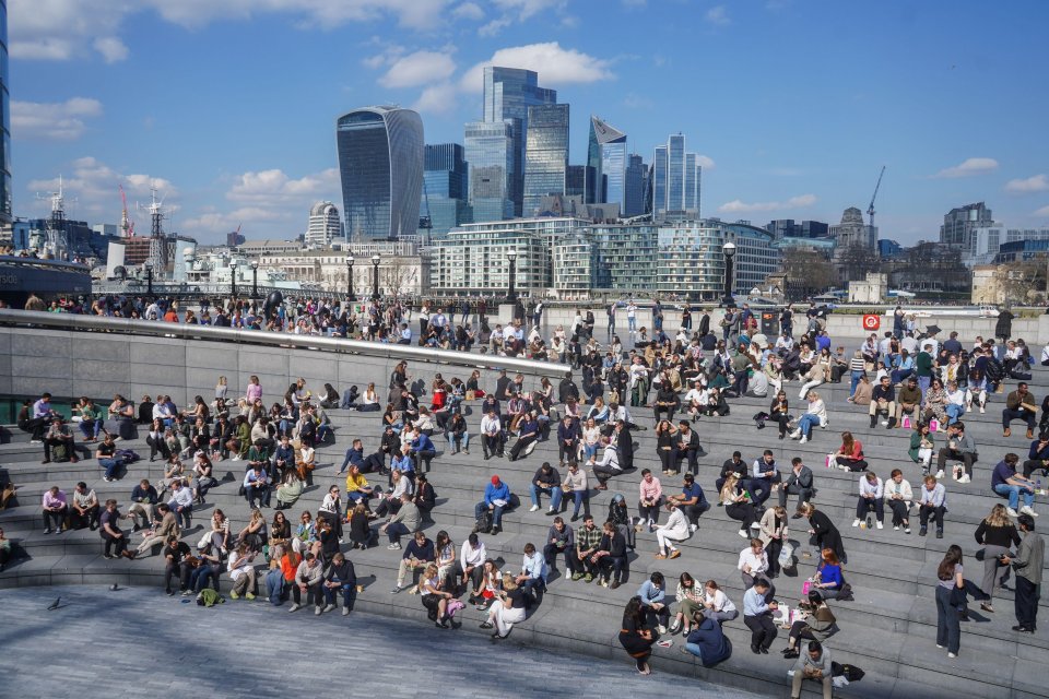 City workers relaxing in the sunshine.