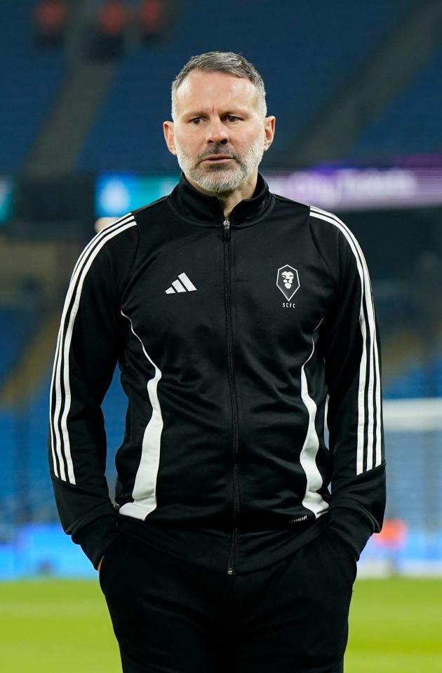 Ryan Giggs, co-owner of Salford City, at a football match.
