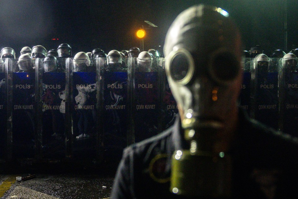 Riot police in Istanbul during protests.