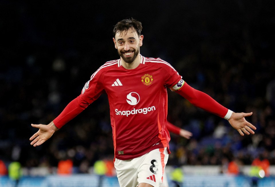 Manchester United's Bruno Fernandes celebrating a goal.