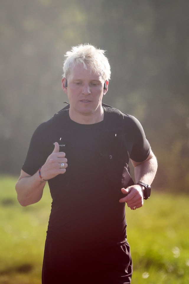 Jamie Laing running during a Comic Relief challenge.