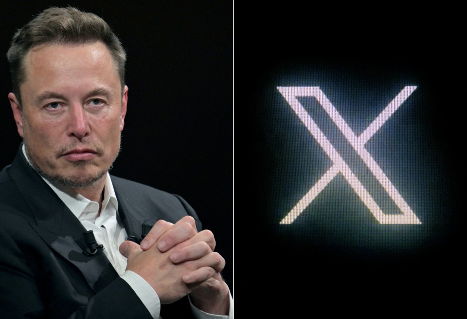 Elon Musk and the X logo.