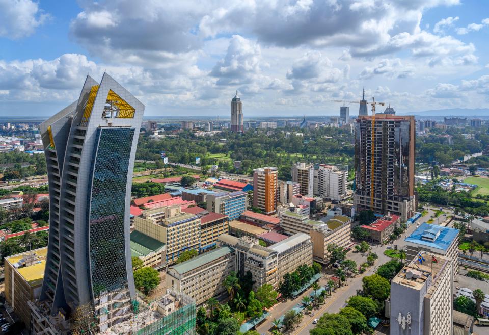 Aerial view of Nairobi's skyline.