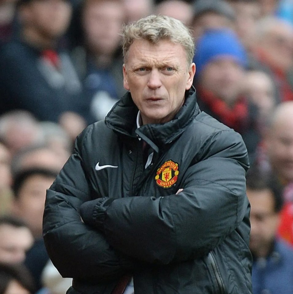 David Moyes, Manchester United manager, standing with arms crossed.