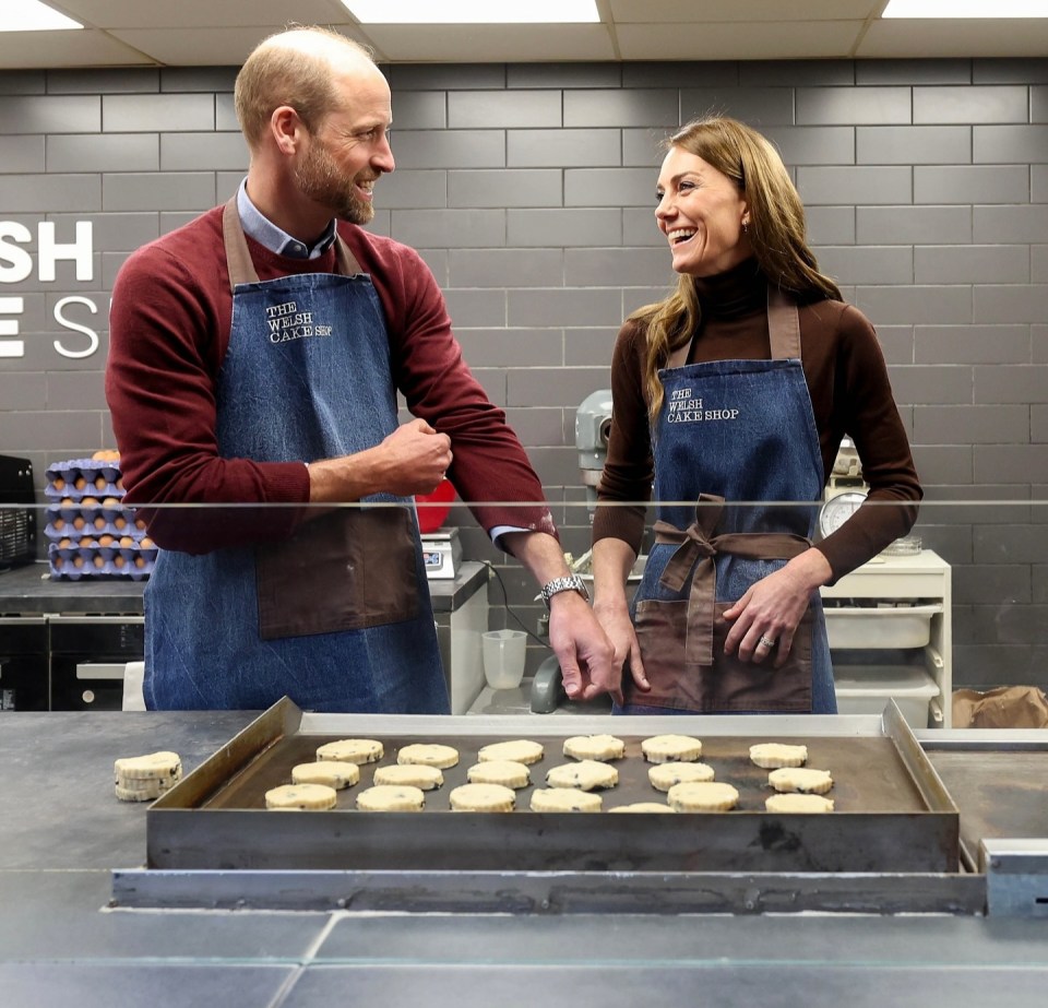 Prince William and Kate Middleton baking Welsh cakes.