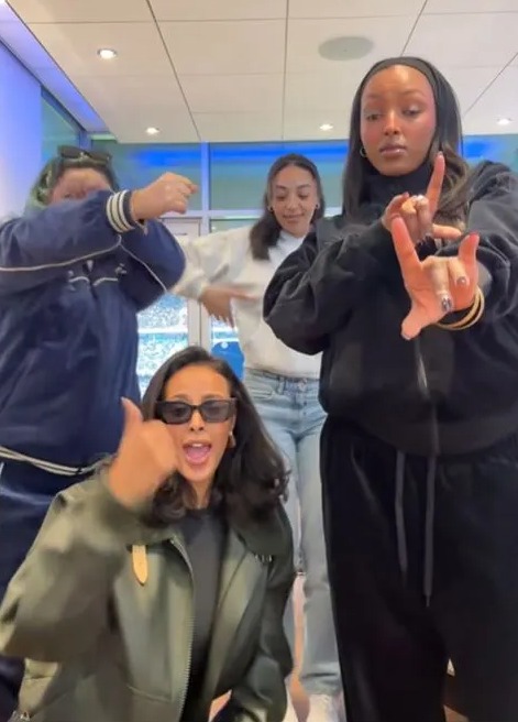 Maya Jama and friends at a City v Brighton game.
