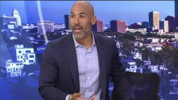 TV presenter slipping on live television.