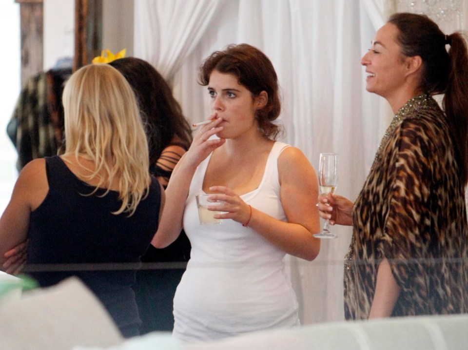 Princess Eugenie in Australia smoking and drinking with friends.