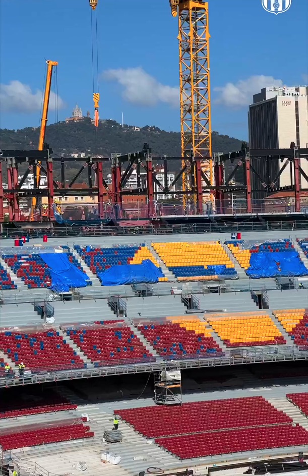 Camp Nou under construction.