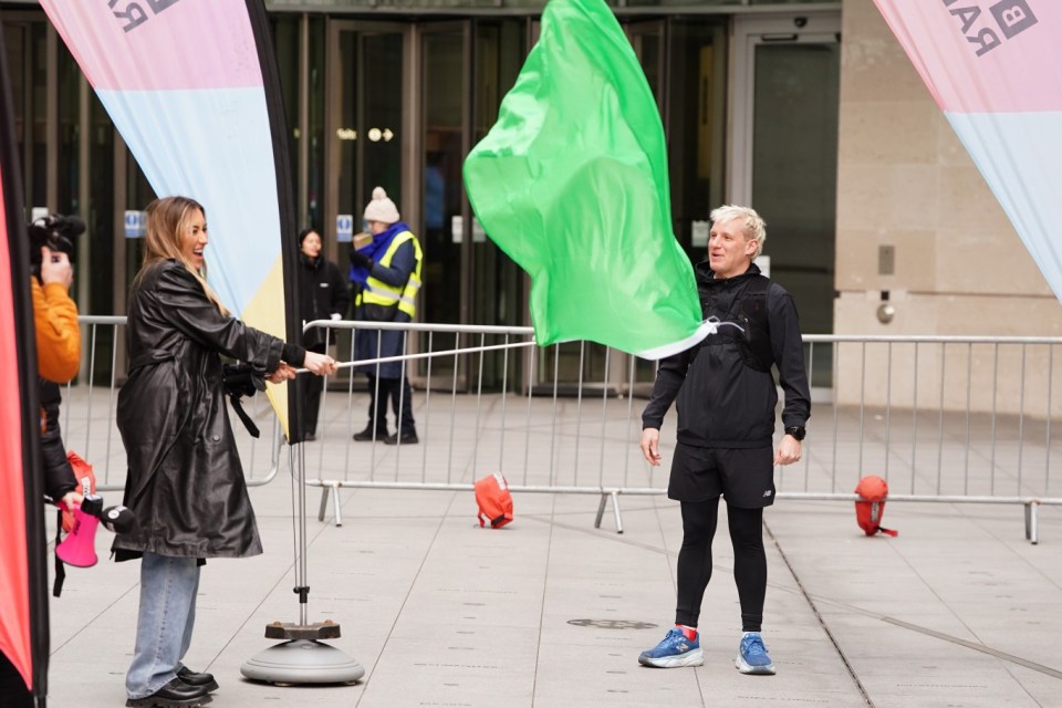 Radio 1 presenter Jamie Laing and his wife Sophie Habboo, outside BBC Broadcasting House in London before his Red Nose Day Run, a 150+ mile run from London to Manchester to raise money for Comic Relief. Picture date: Monday March 17, 2025. PA Photo. See PA story SHOWBIZ ComicRelief. Photo credit should read: Ian West/PA Wire