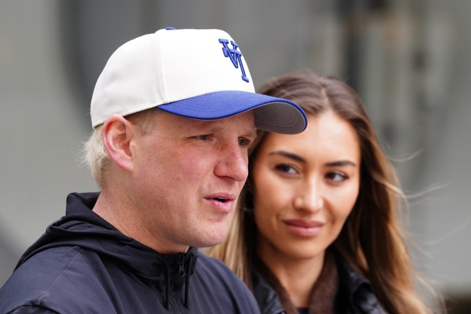 Radio 1 presenter Jamie Laing and his wife Sophie Habboo, outside BBC Broadcasting House in London before his Red Nose Day Run, a 150+ mile run from London to Manchester to raise money for Comic Relief. Picture date: Monday March 17, 2025. PA Photo. See PA story SHOWBIZ ComicRelief. Photo credit should read: Ian West/PA Wire